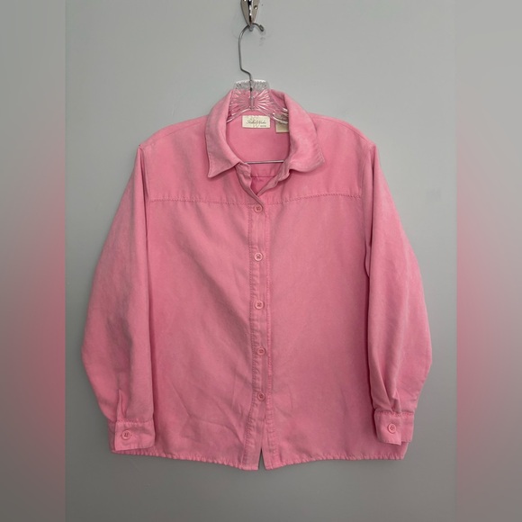 Studio Works Pink Lightweight Jacket Petite Large Button Down Spring Long Sleeve - Picture 4 of 16